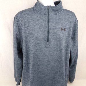 Under Armour Cold Gear Fleece Sweatshirt 2XL Heather Gray 1/2 Zip Mock Logo